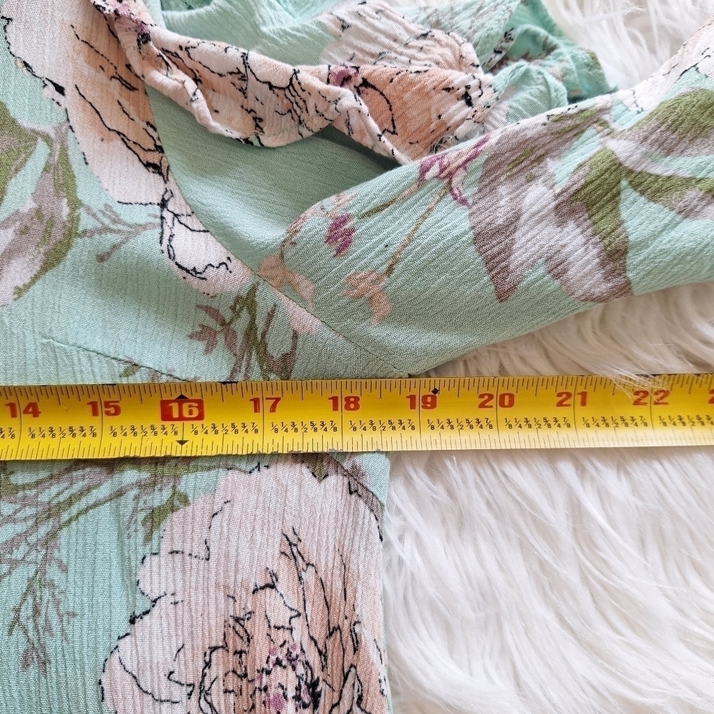 Blu Heaven Mint Green Floral Ruffle Cold-Shoulder Dress - Picture 12 of 14